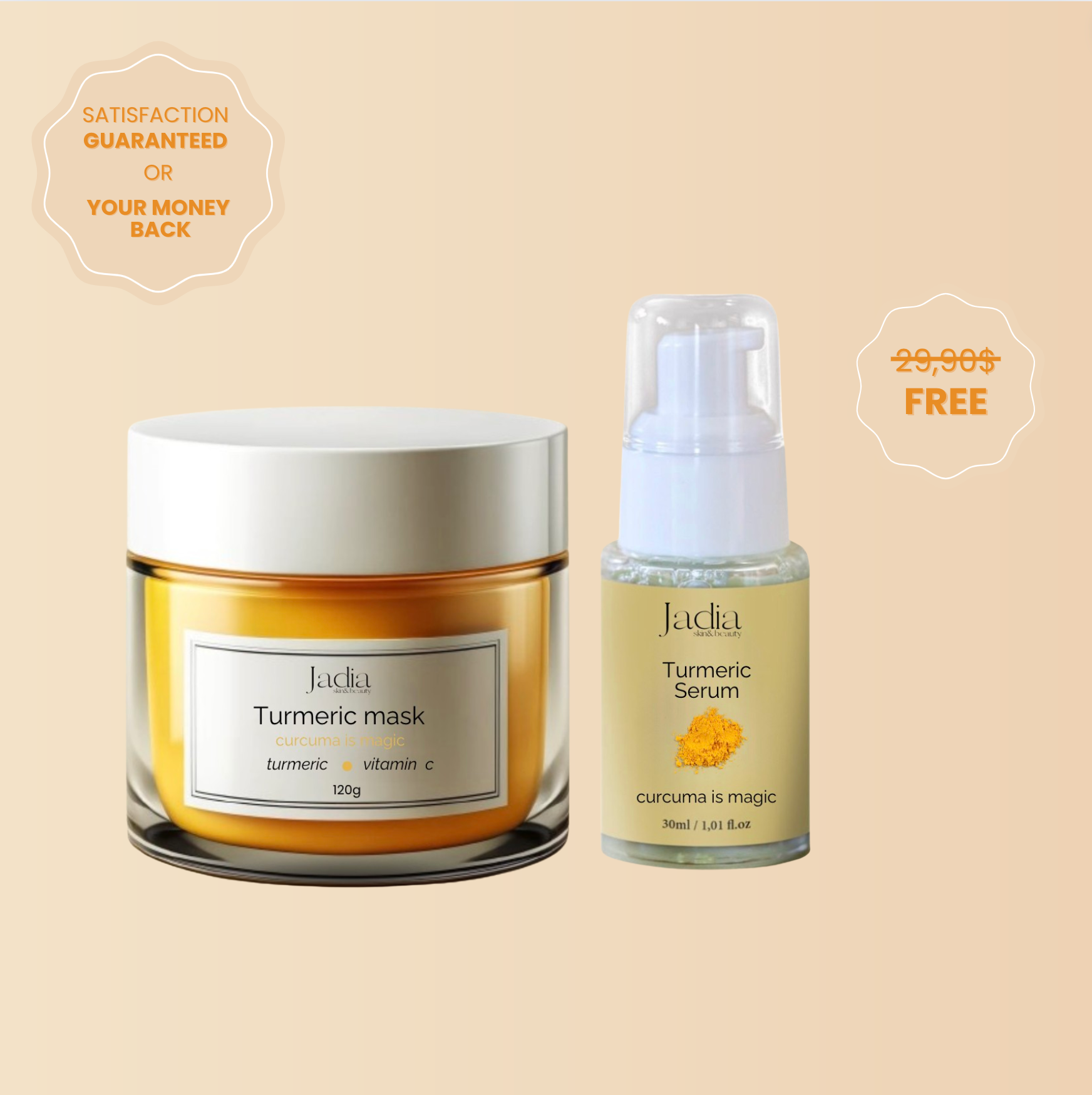 Turmeric &amp; Vitamin C Clay Mask + 1 turmeric serum FREE